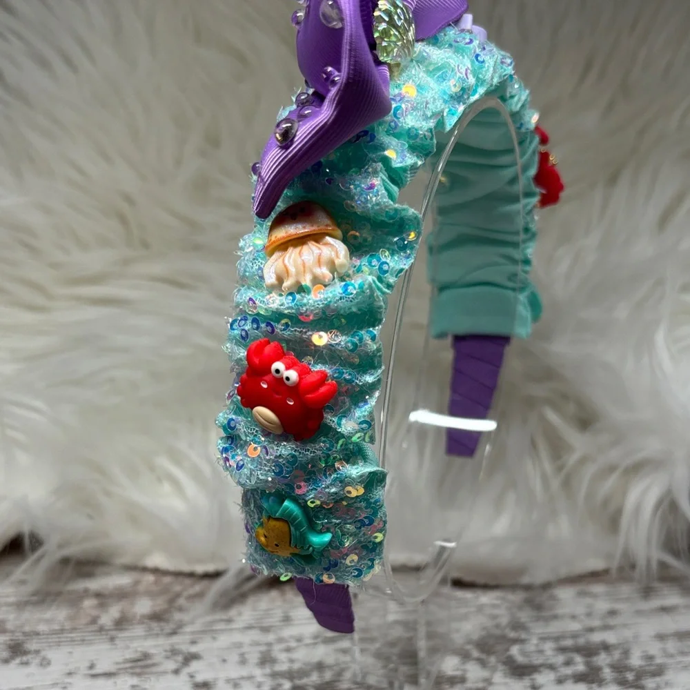 Hand Crafted Purple and Aqua Kids Hair Accessory